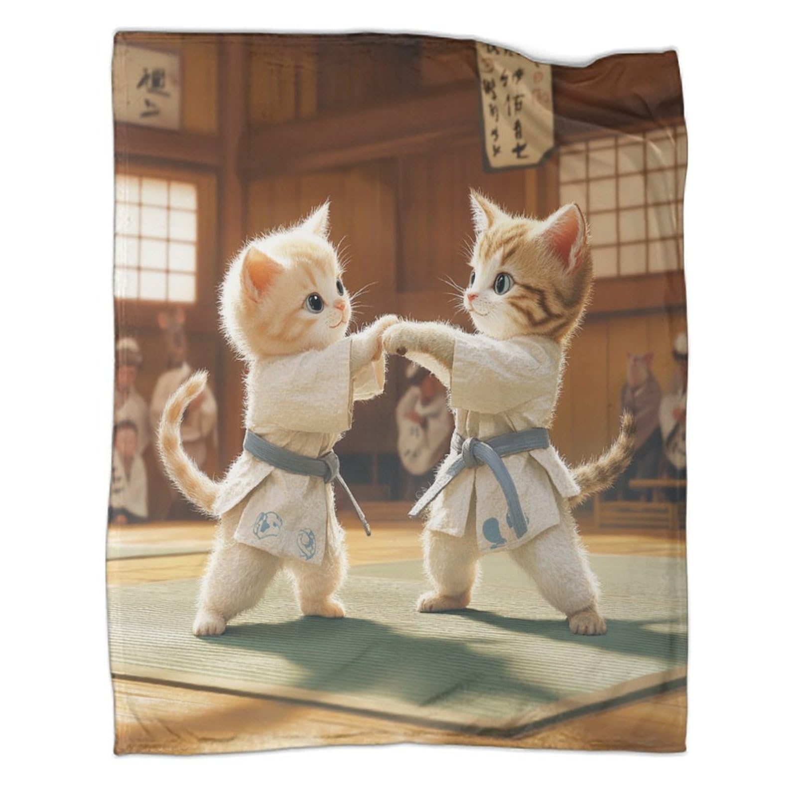 Plaid canapé chat kung fu 180x200cm pour des soirées cocooning en famille