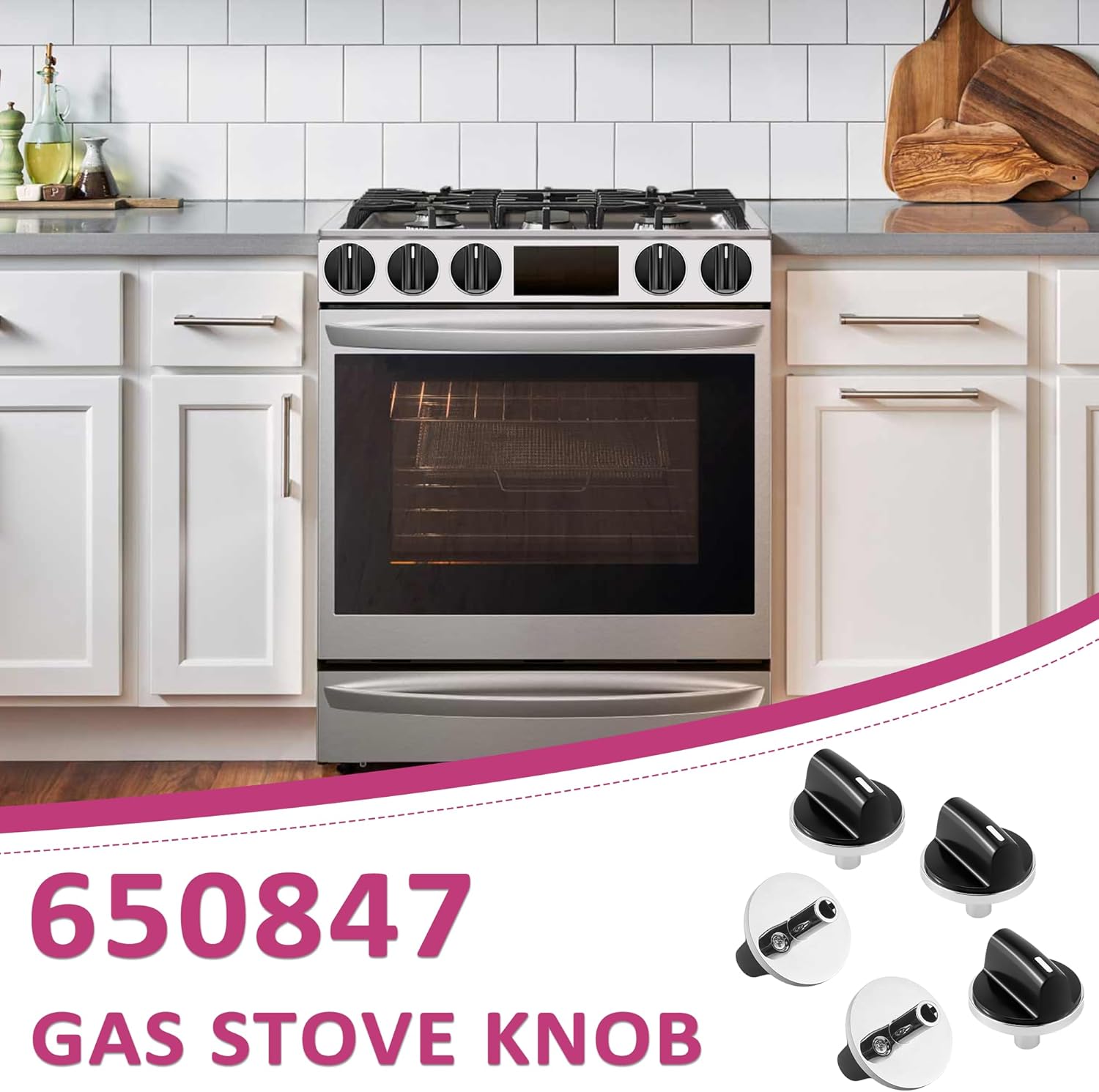 650847 Knob Cooktop Stove Replacements Compatible for Bosch Stove Knobs Replacements/Electric Stove Knobs,Gas Range,Oven Stove Top Range Surface Burner Knobs,5 Packs