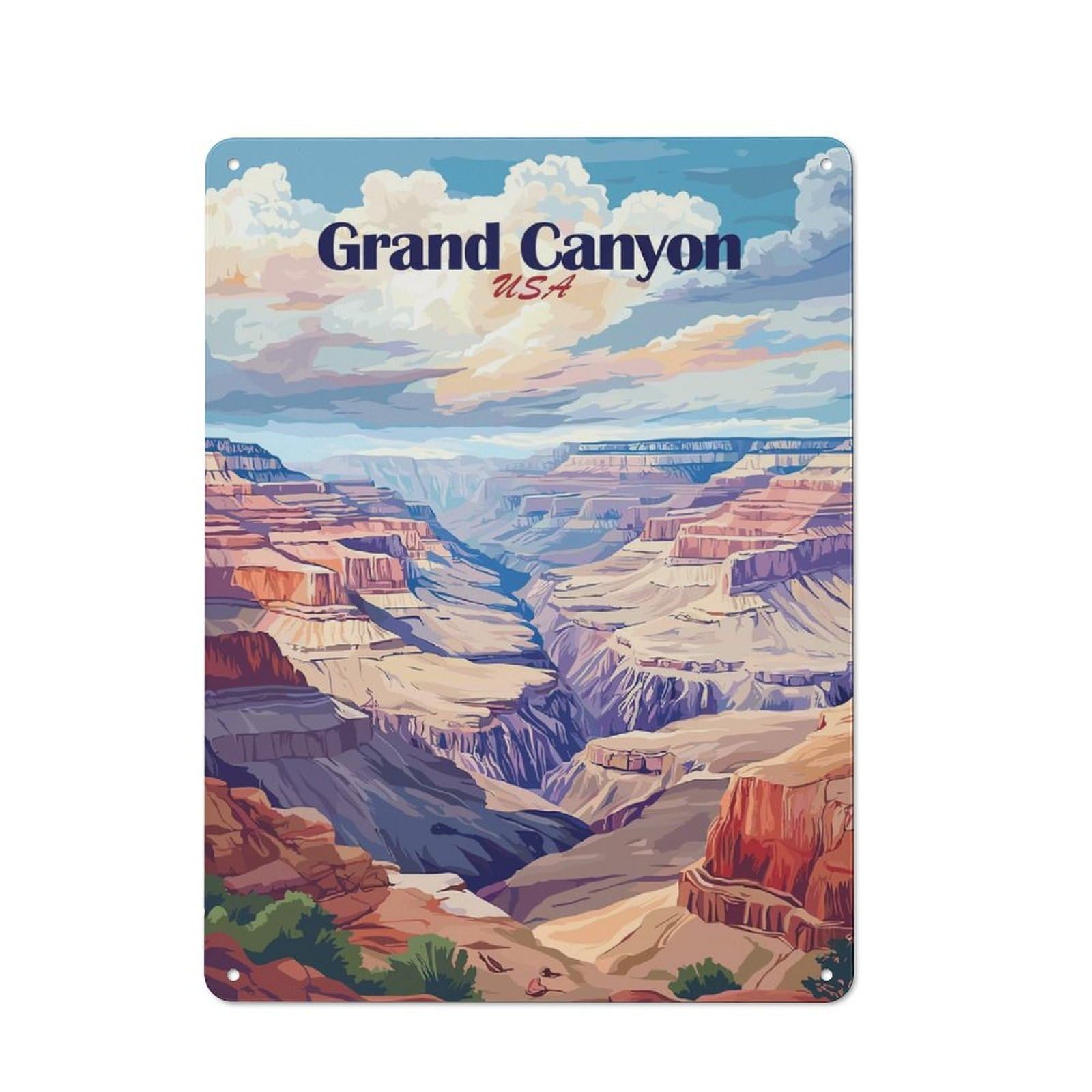 Junmoney Style-12 Tin Sign With Grand Canyon National Park (2) Design 40X30cm, Understated Studio Wall Plaque For Hobby Room, Office, Lounge Or Living Room