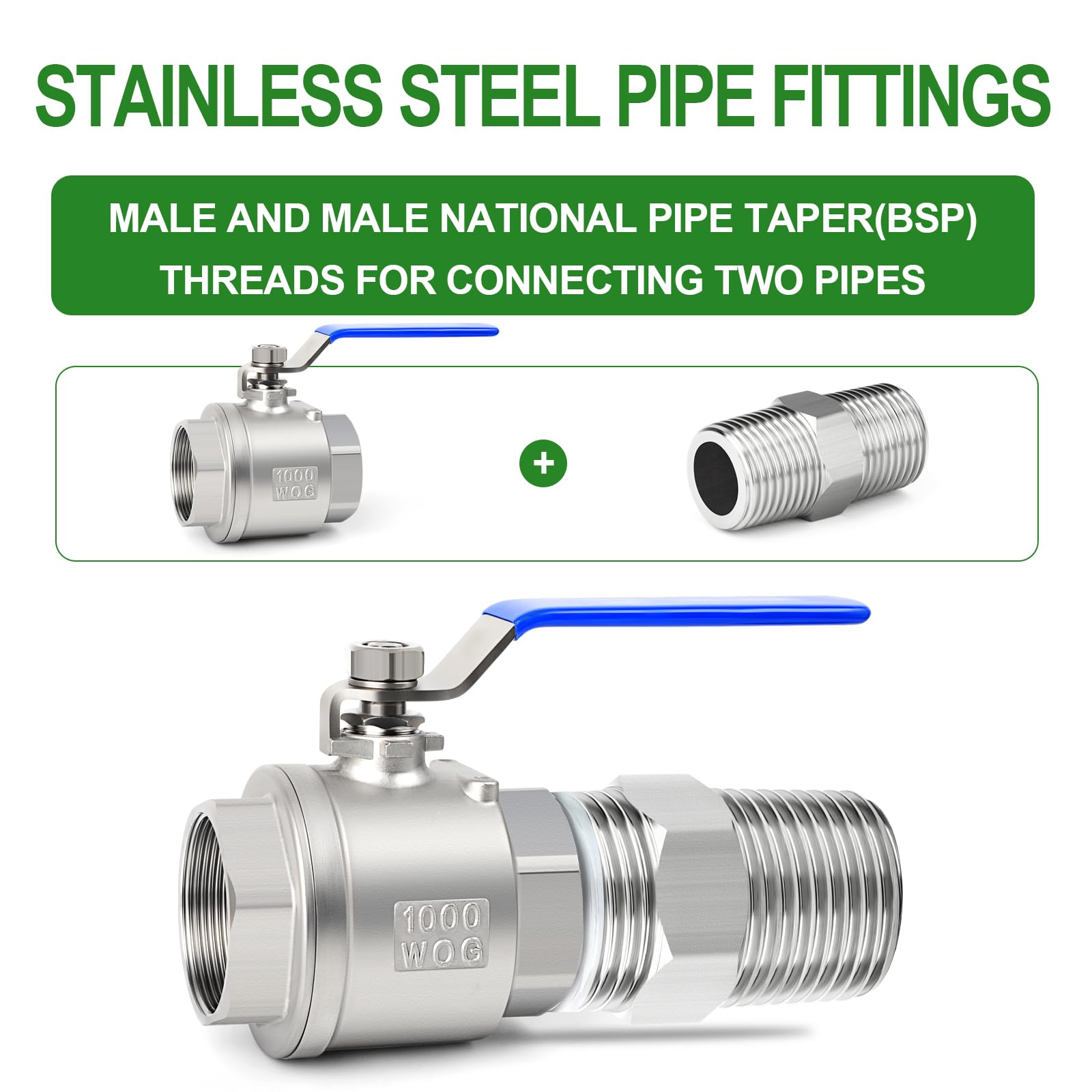 Adattatore Filettato Maschio E Femmina 1/4 "3/8" 1/2 "3/4" 1 "2" Bsp Adattatore Autoprodotto A Tre Morsetti In Acciaio Inossidabile 304/316 Di Grado Sanitario(Female Thread,SS304_11L2INCH FERRULE64 - Foto 6