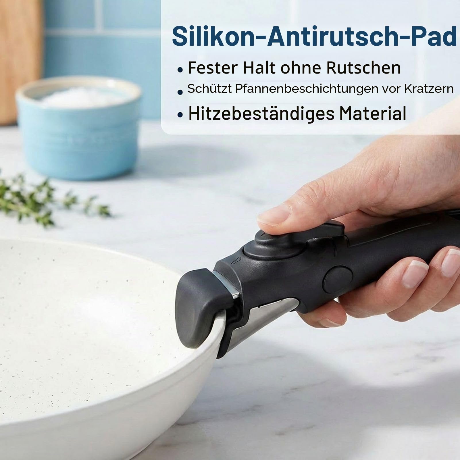 teasteam Abnehmbarer Pfannengriff Universal Topfgriffe, Verbrühungshemmender Hitzebeständig Anti-Rutsch Ersatzgriff für Pfanne, Wok, Milchtopf, Kochgeschirr, Bratpfanne (Schwarz) (Schwarz)
