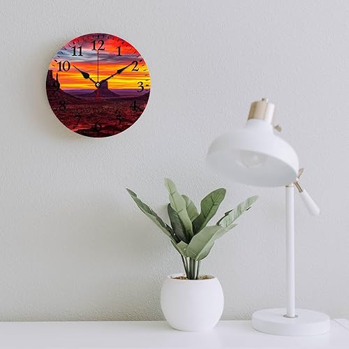 Miniatura 6 de Reloj de pared Monument Valley - Reloj de pared redondo de madera rústica, silencioso y sin tictac, Arizona Rock Red Southwest Tourism Relojes de