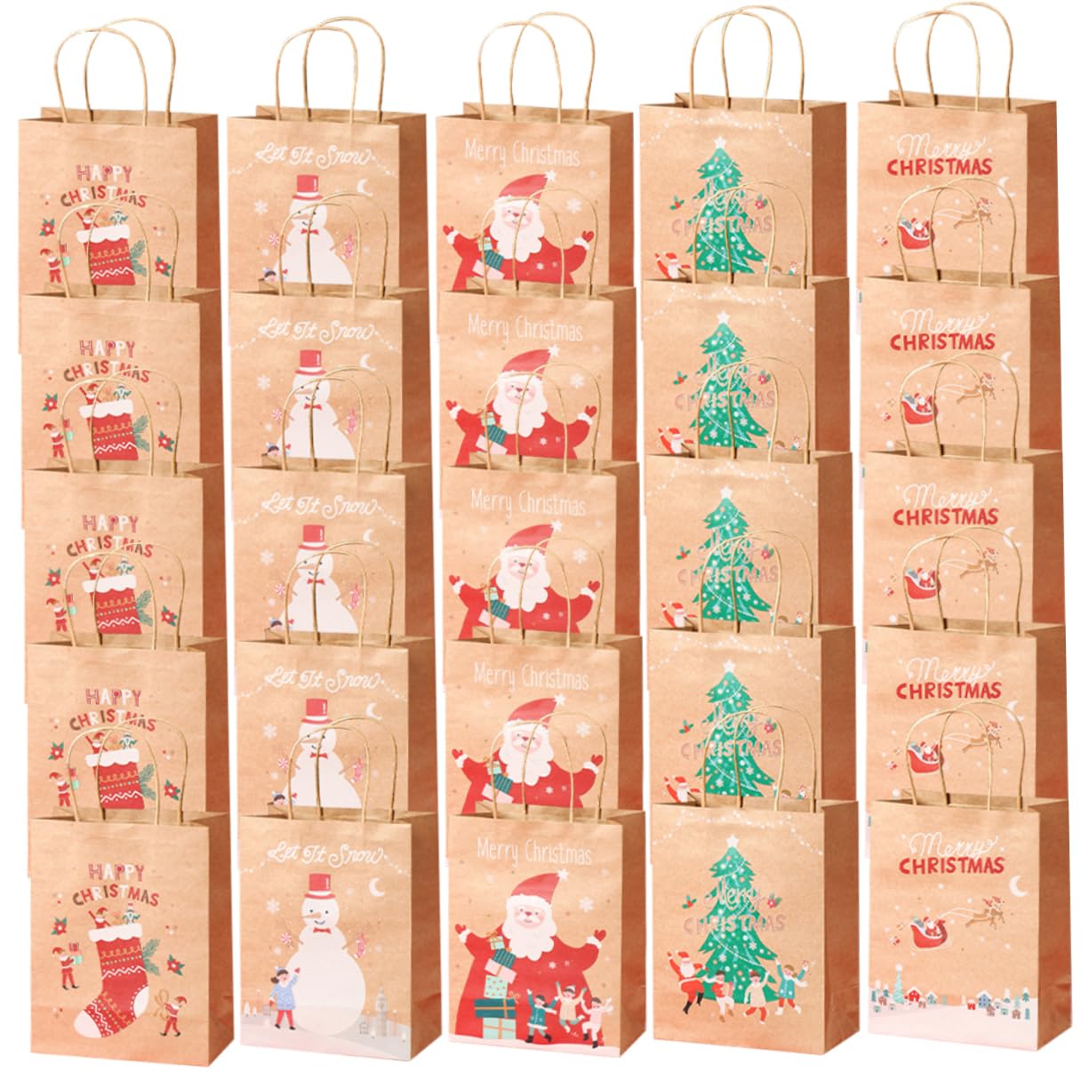 ORFOFE 25pezzi Sacchetti Maneggevoli Per Confezione Borse Decorate Per Favors Natalizie