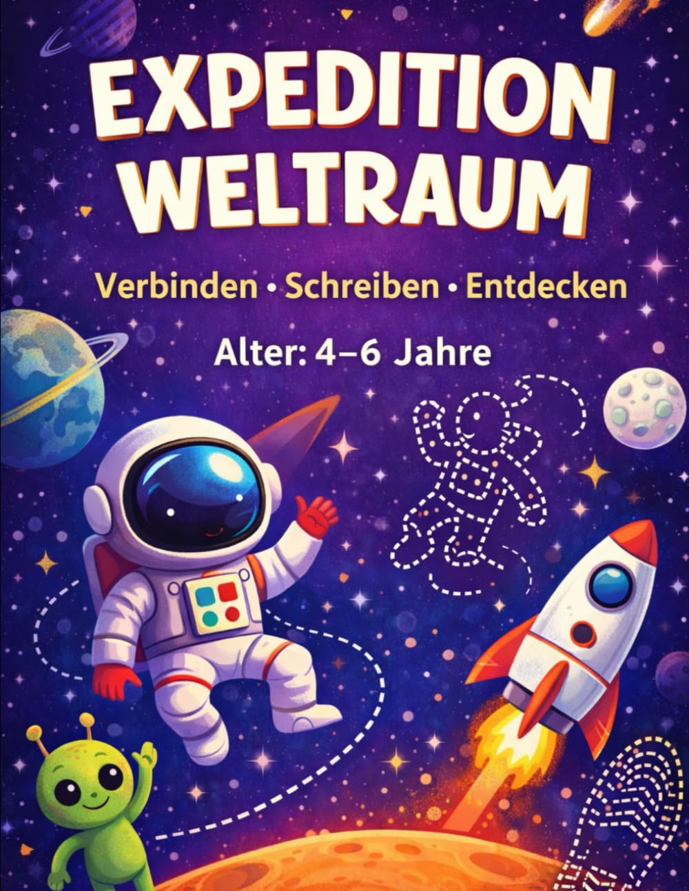 EXPEDITION WELTRAUM: Punkt zu Punkt Kinder | Punkte verbinden, Schreiben lernen & Weltraum entdecken | Beschäftigungsbuch ab 4 Jahren für Vorschule und Kindergarten