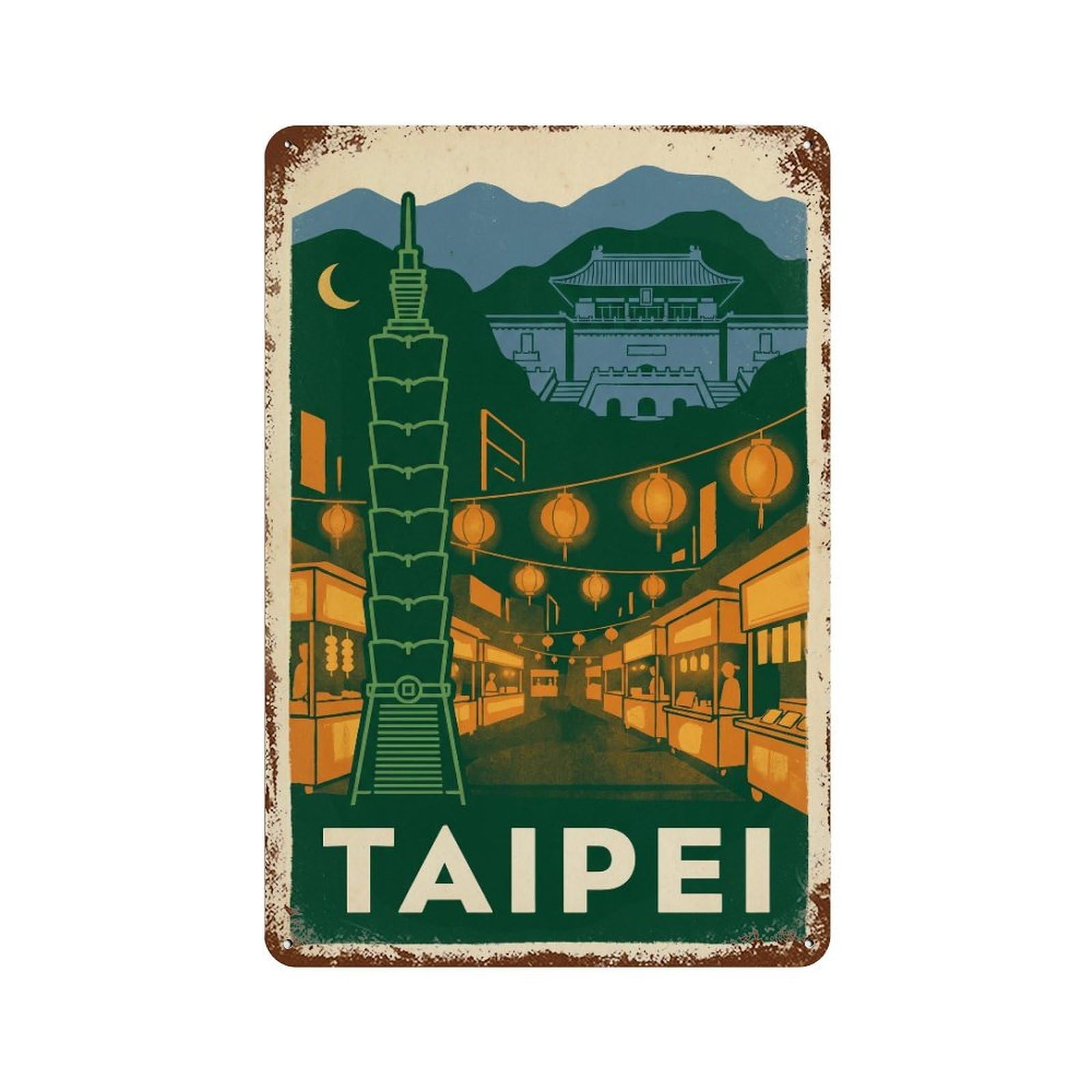 Metal Tin Sign Taiwan Taipei Retro Travel