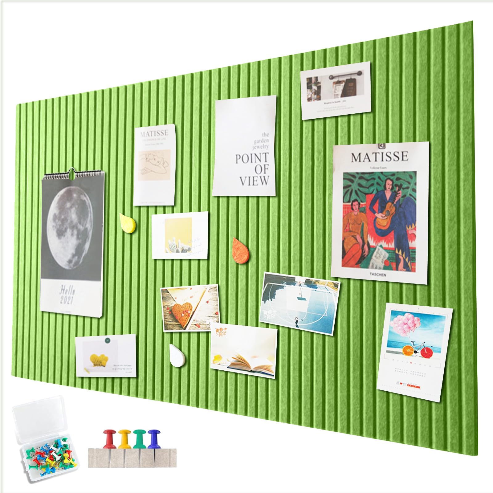 Penbinmall 60 x 40 cm large pin board, large cork board, decorative cork wall made of felt, 0.9 cm thick, foldable photo board with self-adhesive tape, self-adhesive vision board, push pins felt โ image 1