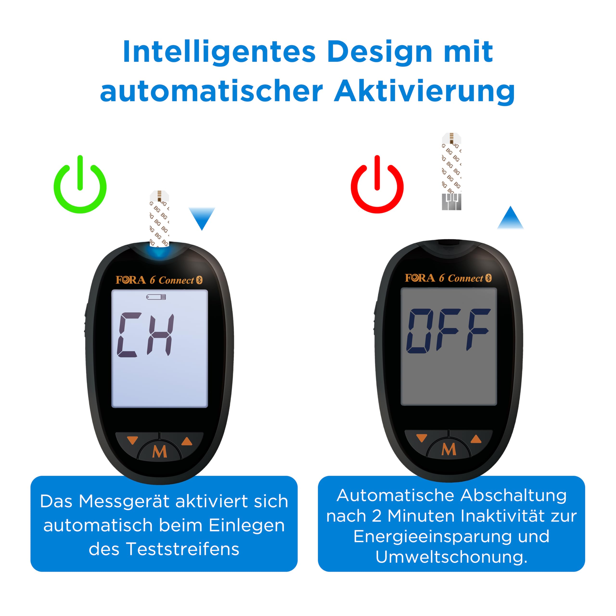 FORA 6 Connect Glucometro Bluetooth – Kit Misuratore Glicemia con 100 Strisce