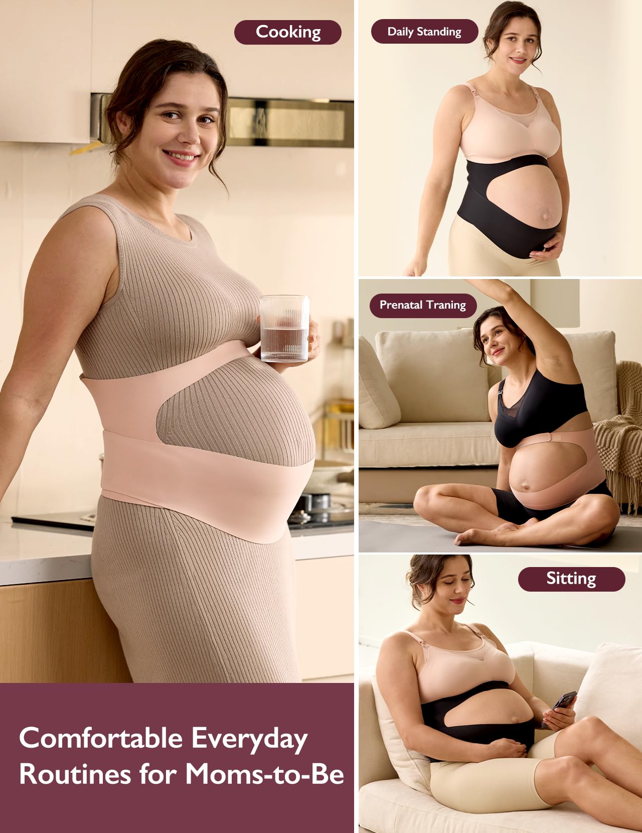 momcozy Pregnancy Belly Band, CozySupport Ergonest Maternity Belly Band, Invisible Pregnancy Belt for Back, Abdomen, Waist — view 2