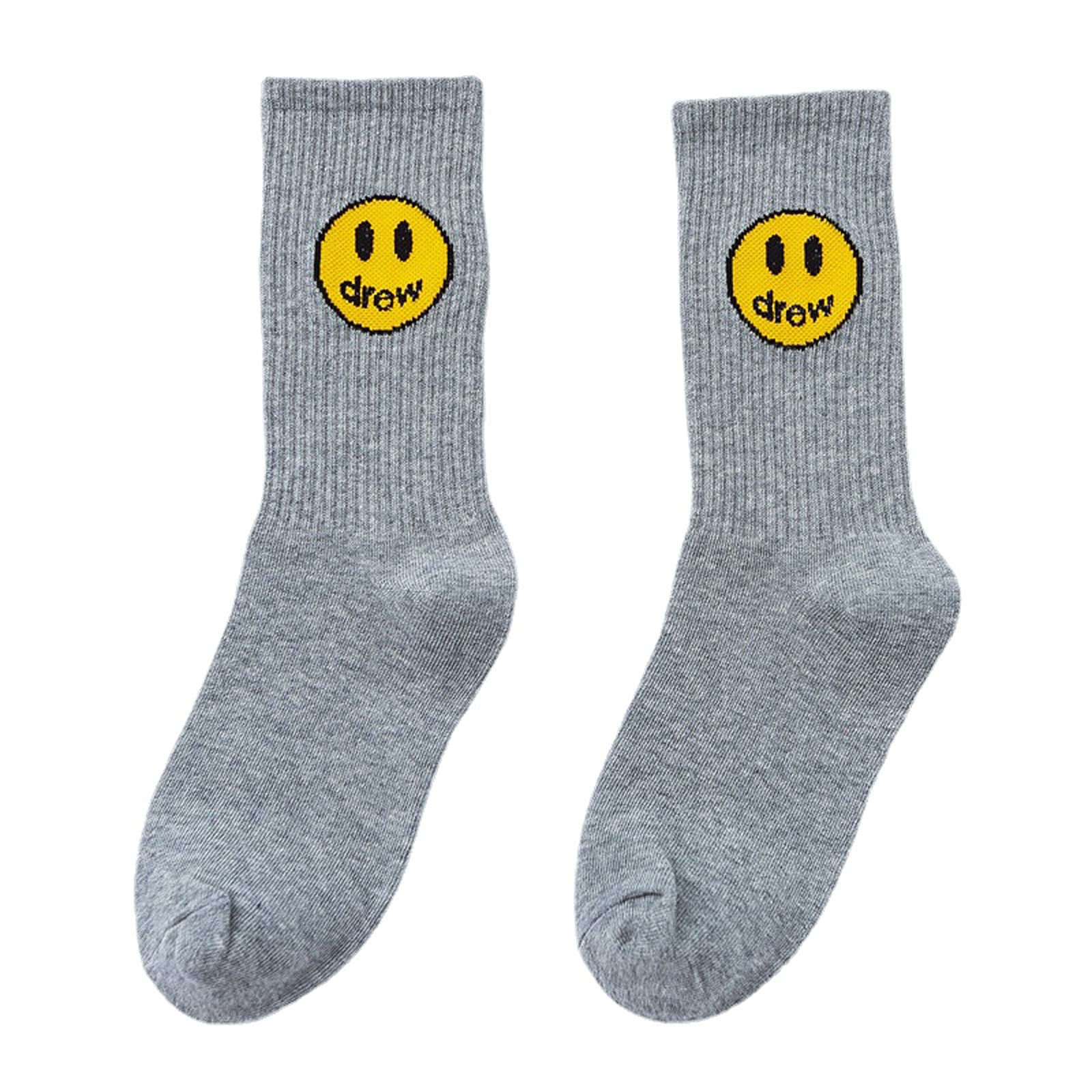 MilindSmiley Solid Color Unisex Tube Socks Hip-hop Skateboard Casual Sports Socks