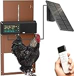 Automatic Chicken Coop Door Solar Powered with Timer&Light Sensor Remote Control 4Modes,Adjustable Anti-Pinch Strength&Weather Poof,Color LCD Dsipiay,Aluminun