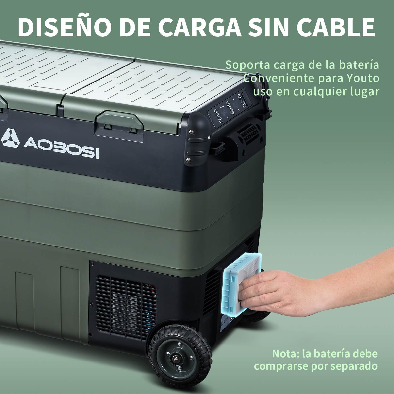 AAOBOSI 50L Nevera Portatil Electrica, Doble Zona, Nevera Coche con APP, Iluminación LED, 12/24V y 100-240V, Puerto de Carga USB, -20°C a 20°C, Nevera 12V con Compresor para Viajes al Aire Libre