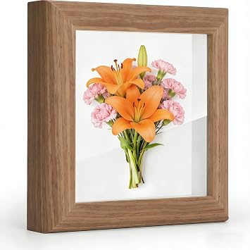 4x4 Shadow Box Picture Frame Real Glass Front , Small Shadow Box Frame Display Mini Memories, 3D Keepsakes, Badges, Medals, Tickets, Photos Collectibles & Art - Perfect for Wall or Tabletop Decor