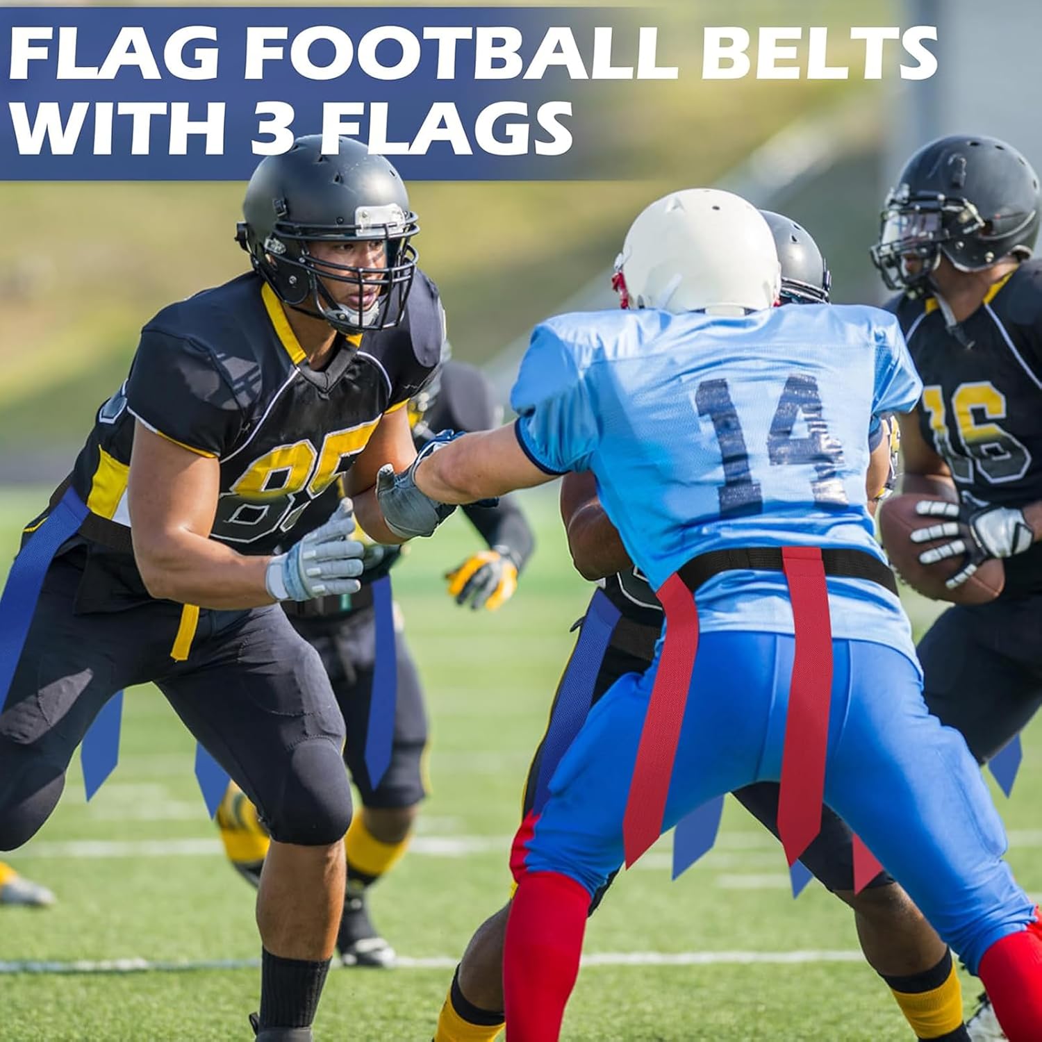 14Pcs Football Flag Belt Soccer Buckle Belt With 3 Detachable Streamers for Team Sports and Games