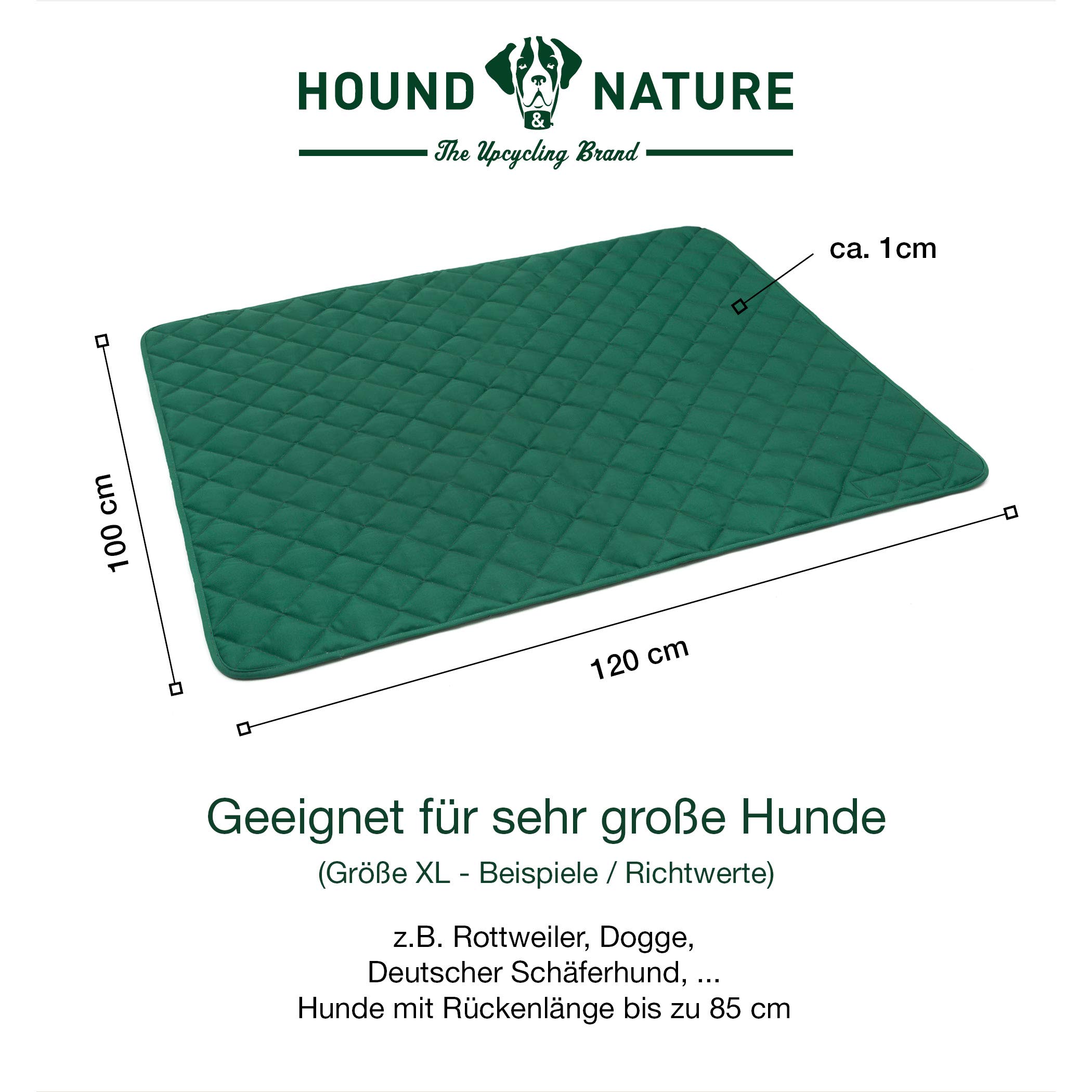 Hound & Nature Davos Manta ecológica para perros, suave, lavable, manta térmica acolchada, higiénica, resistente y sostenible (XL – 120 x 100 cm, verde)