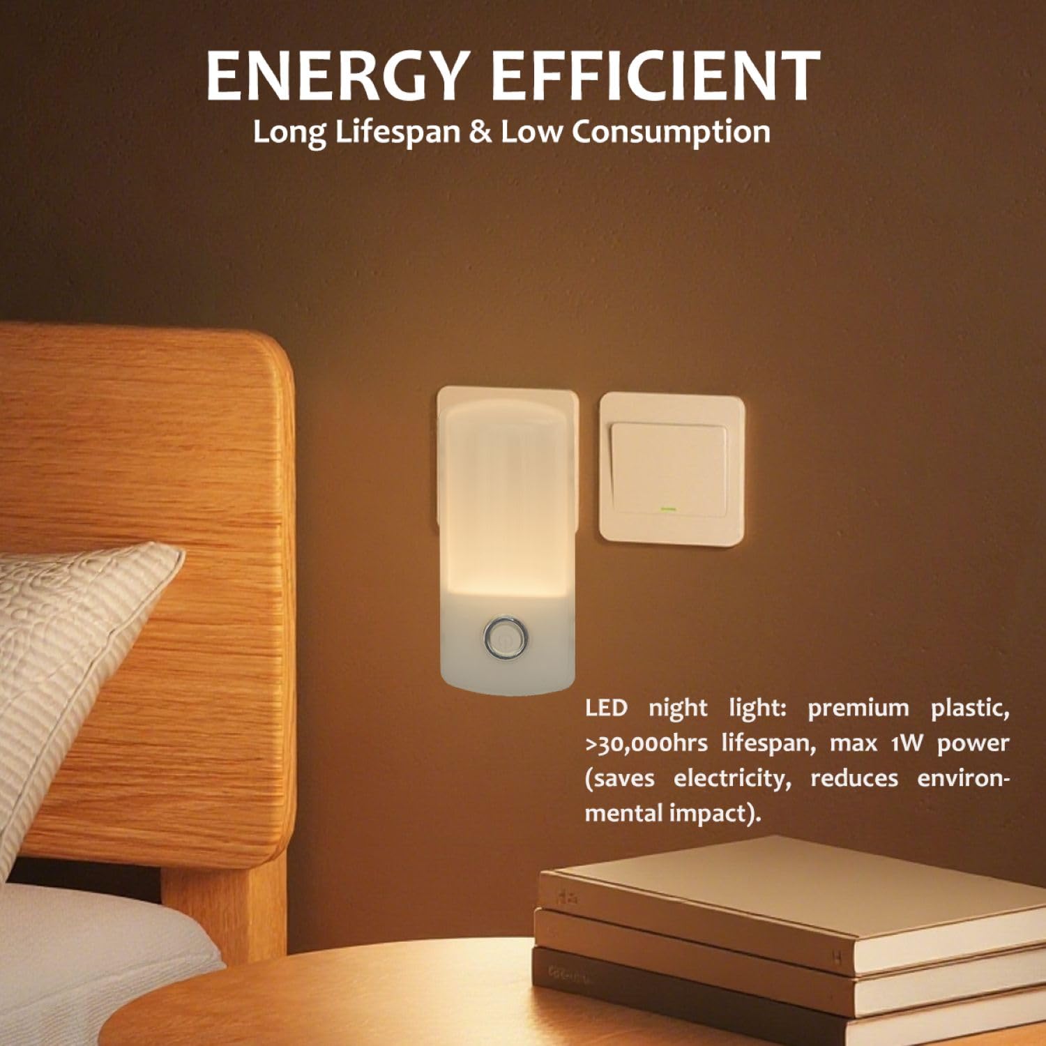 3-in-1 Dusk to Dawn LED Night Light Warm LED Multi-Function Plug-in or Portable Ideal for Hallways Bedrooms Stairs — view 3