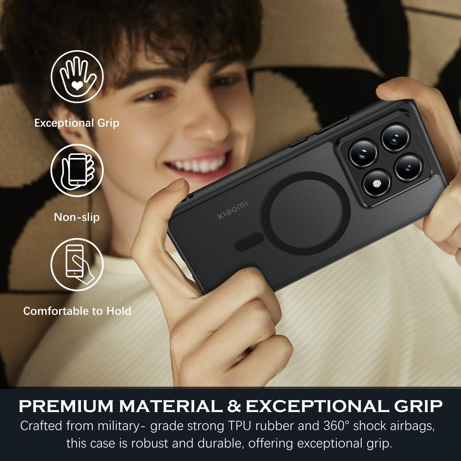 BENTOBEN Cover magnetica Xiaomi 14 compatibile con Magsafe Anello di supporto integrato Custodia di protezione anti-urto, custodia anti graffio anti-polvere per Xiaomi 14 5G 6.36-Trasparente
