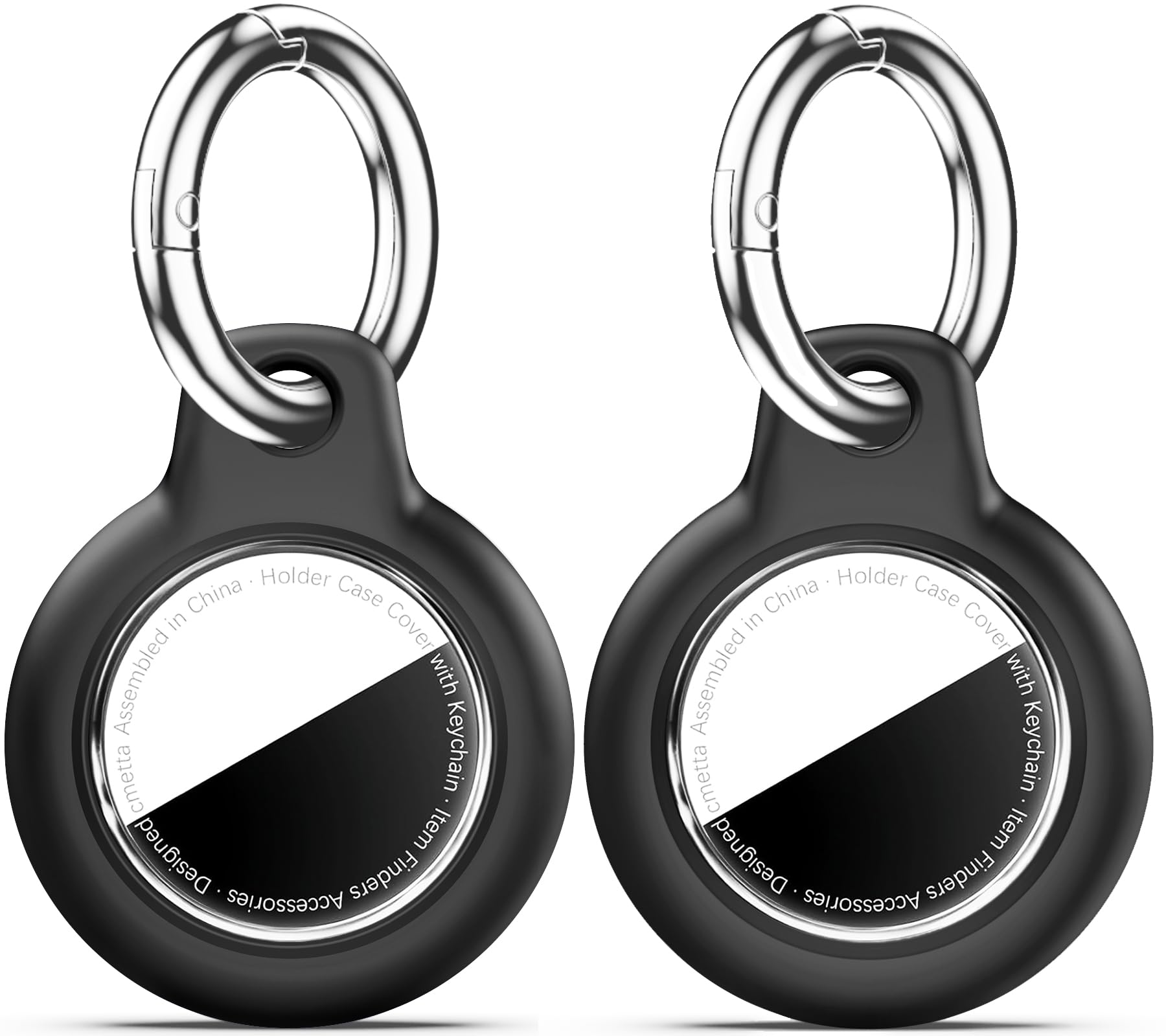 Upgrade Waterproof 2 Pack Airtags Holder with Apple Airtags Keychain, Hard PC Air Tag Case, Anti-Scratch &amp; Shock Air tag Holder, Men's Women's Keyrings &amp; Keychains - Black+Black