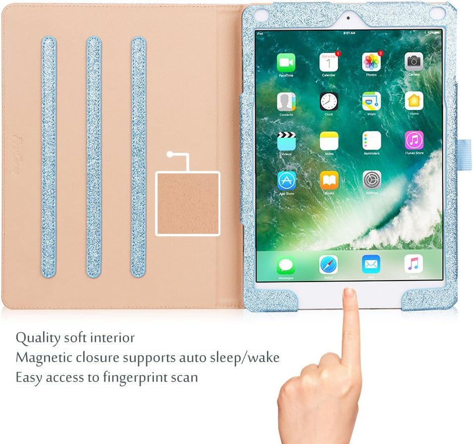 One-Day Sale: Up to 70% Off ProCase iPad 9.7 Case (Old Model) 2018 iPad 6th Generation / 2017 iPad 5th Generation Case - Stand Folio Cover Case for Apple iPad 9.7 inch, Also Fit iPad Air 2 / iPad Air –Glitterblue