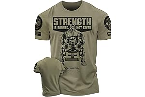 Gymish Strength Is Earned Not Given Workout T-Shirt, Lifting Gym Shirts for Men