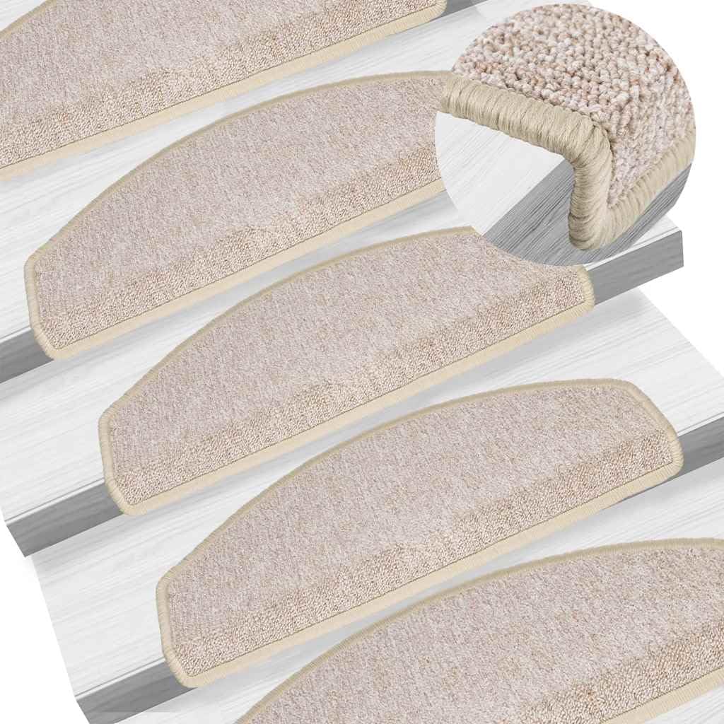 30er Set Treppenmatten Taupe 65x24cm Halbrund Stufenmatten rutschfest Trittschutz Treppenstufen Abdeckung Schalldämmend Treppenschutzmatte