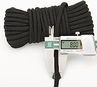 Vista 2 de 2Pcs Soft Cotton Rope, 66Ft x 8MM Thick String, Black Cotton Cord for Hanging Clothes, Binding Luggage and Home Decoration