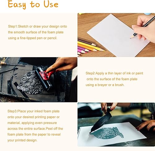 Miniatura 3 de Cholemy 120 placas de impresión de espuma de 9 x 12 pulgadas, hojas de espuma blanca de 120 pulgadas de grosor, juego de papel de espuma para hacer