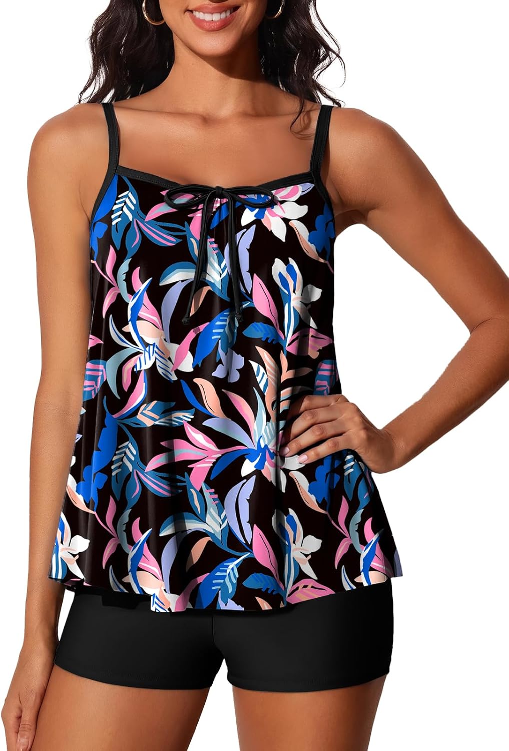 Summer Mae Plus Size Swimsuits for Women Two Piece Tankini Sets Tummy Control Bathing Suit Swimwear with Shorts