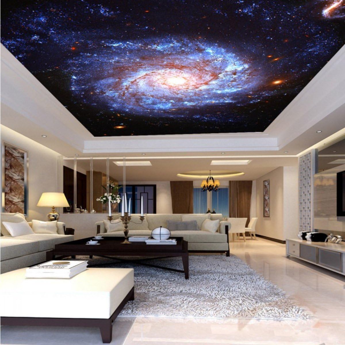 Colomac Wall Mural Galaxy Fantasy Nebula Whirlpool Ceiling Floor Living Room TV Wall 55 Inch x 27.5 Inch