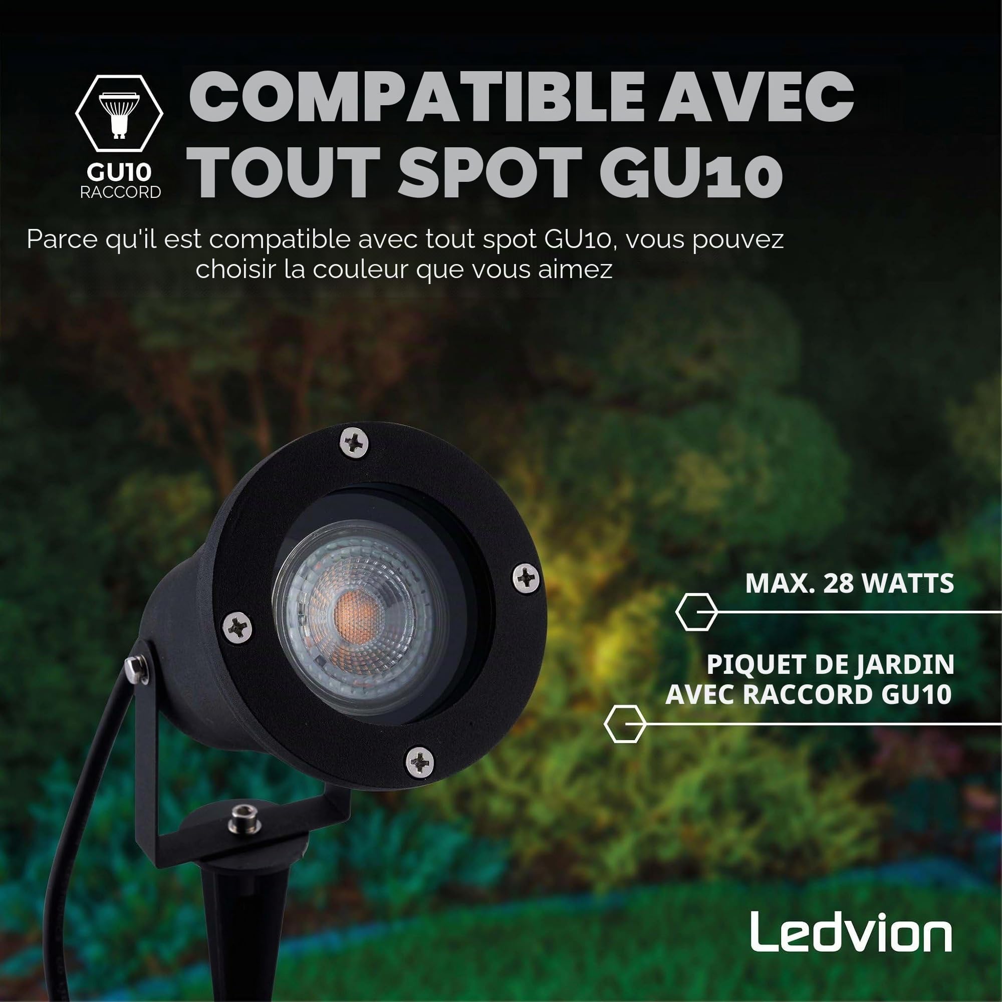 Ledvion Lot de 9 LED Extérieur Spot IP65 3W 4000K GU10 dimmable piquet | Pour jardin terrasse allee entree massifs et eclairage exterieur decoratif