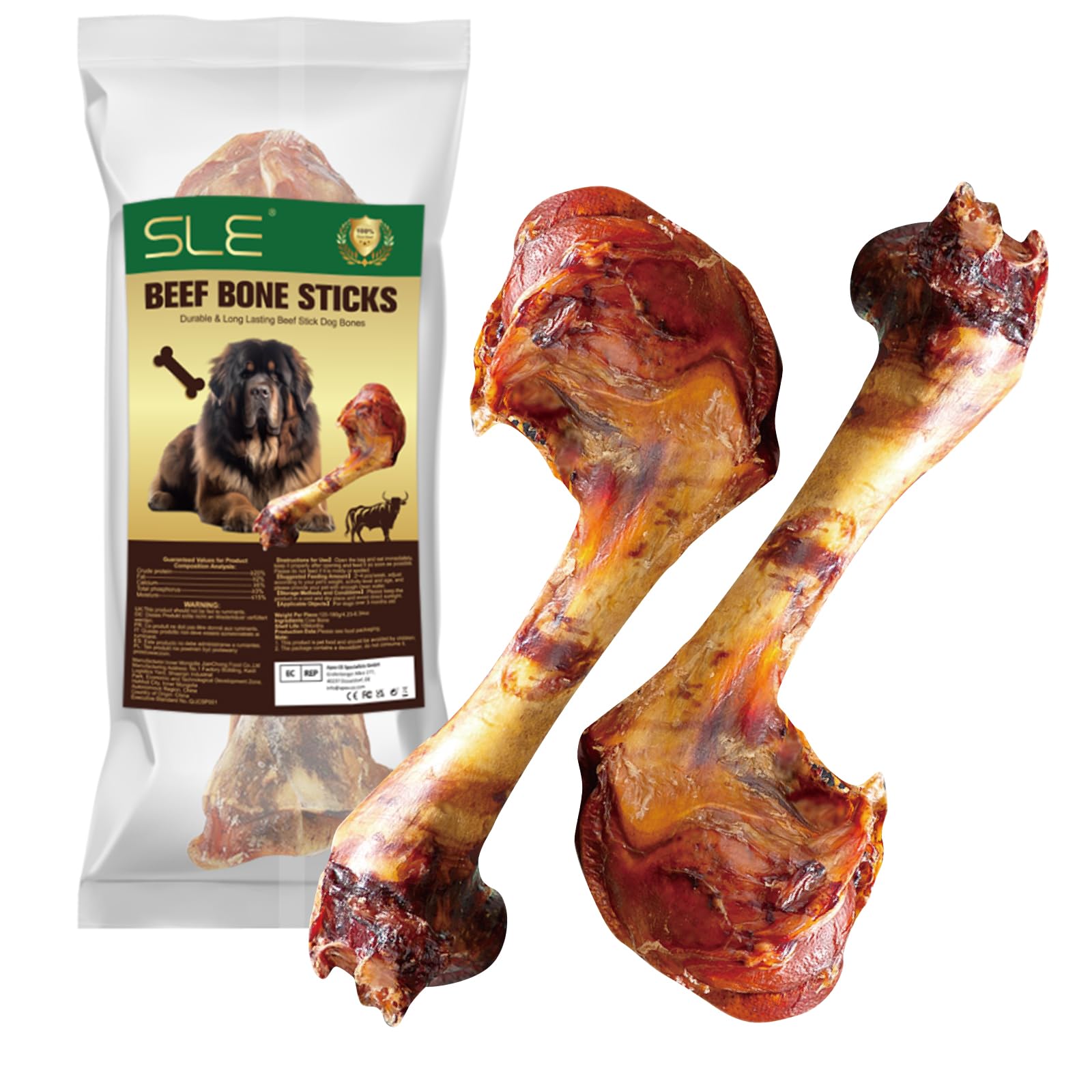 Natural Bully Sticks 100% Beef Single Ingredient for Small & Medium Dogs, 7"-8" Fully Digestible Bison Dog Chew Bones