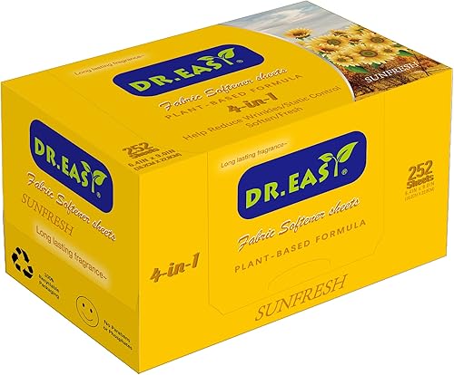 Miniatura 8 de DR.EASY - Hojas de secadora de fórmula a base de plantas, 252 unidades, hojas suavizantes de tela para lavandería y aceite esencial transparente,