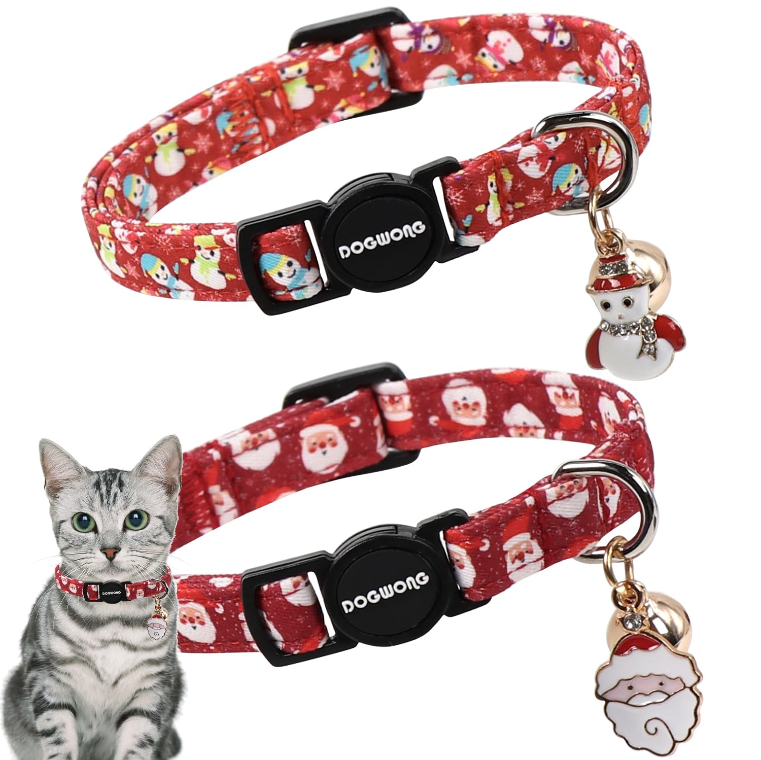 Collier de Noël pour chat mignon avec motif Père Noël pour les photos de famille