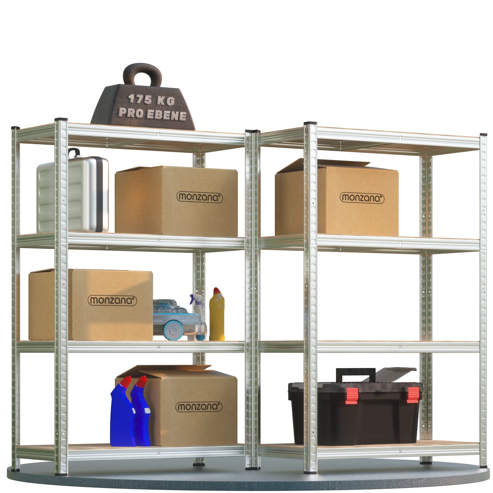 Monzana 2X Estanterías Metálicas de Almacenaje 160x90x40cm 700kg 4 Baldas MDF Organizador Taller