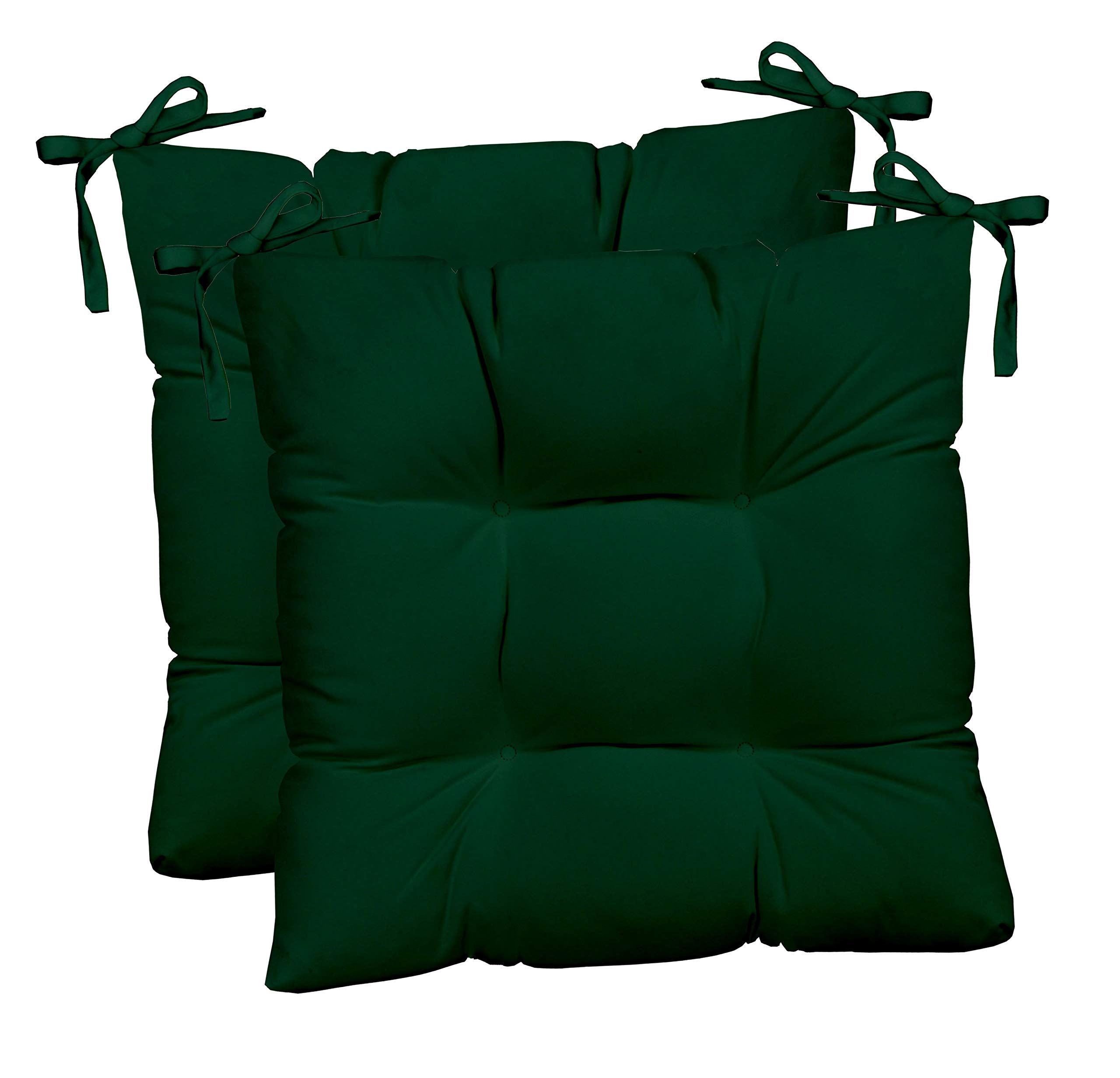 RSH DECOR: Outdoor Tufted Seat Cushions Set of 2 | 17" x 17" | All-Weather Spun Fabric | Square Seat Cushions for Patio Furniture | Hunter Green