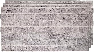 IZODEKOR 3D Wall Panels Brick Effect - Cladding, Stone Look, Styrofoam Facing for Living Room, Kitchen, Bathroom, Balcony, Bedroom and Back of Counter | White Grey (3 Piece Panel) | Covers 16 sq ft