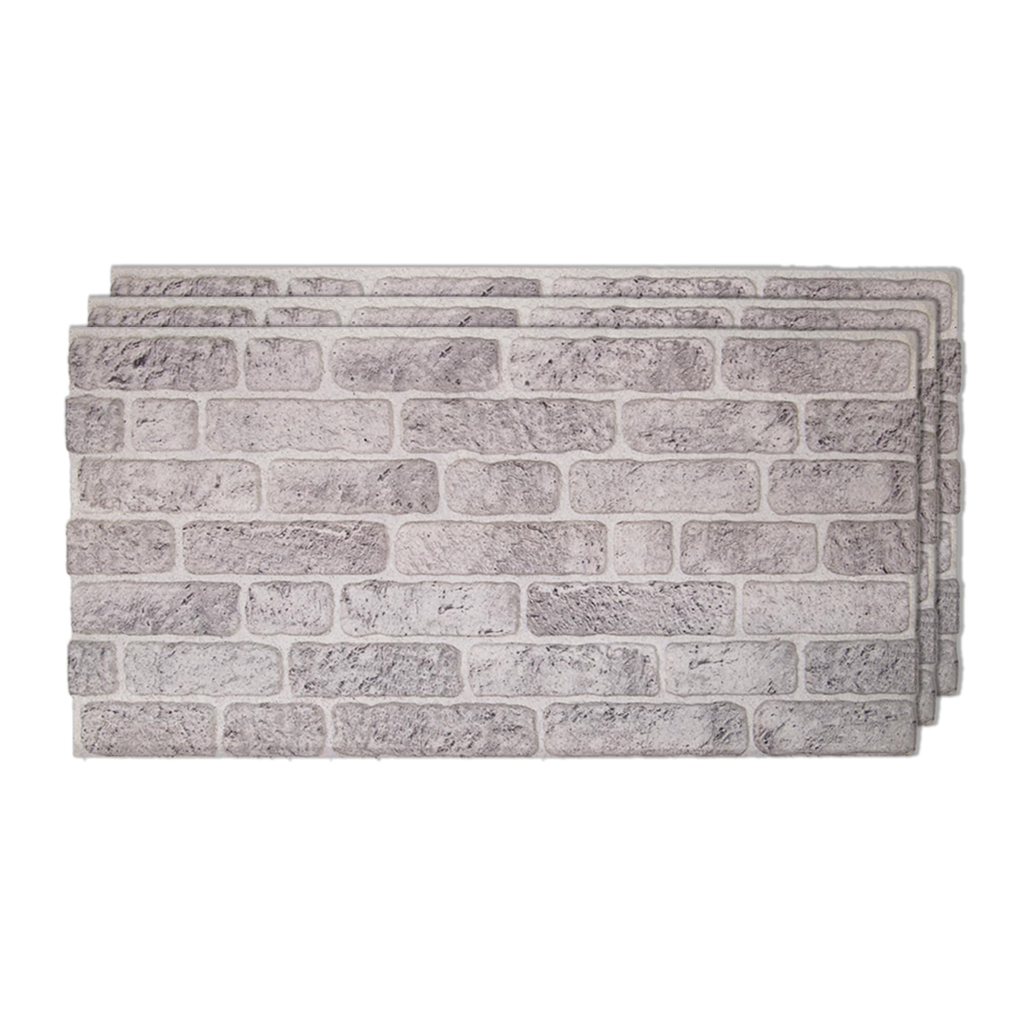 IZODEKOR 3D Wall Panels Brick Effect - Cladding, Stone Look, Styrofoam Facing for Living Room, Kitchen, Bathroom, Balcony, Bedroom and Back of Counter | White Grey (3 Piece Panel) | Covers 16 sq ft