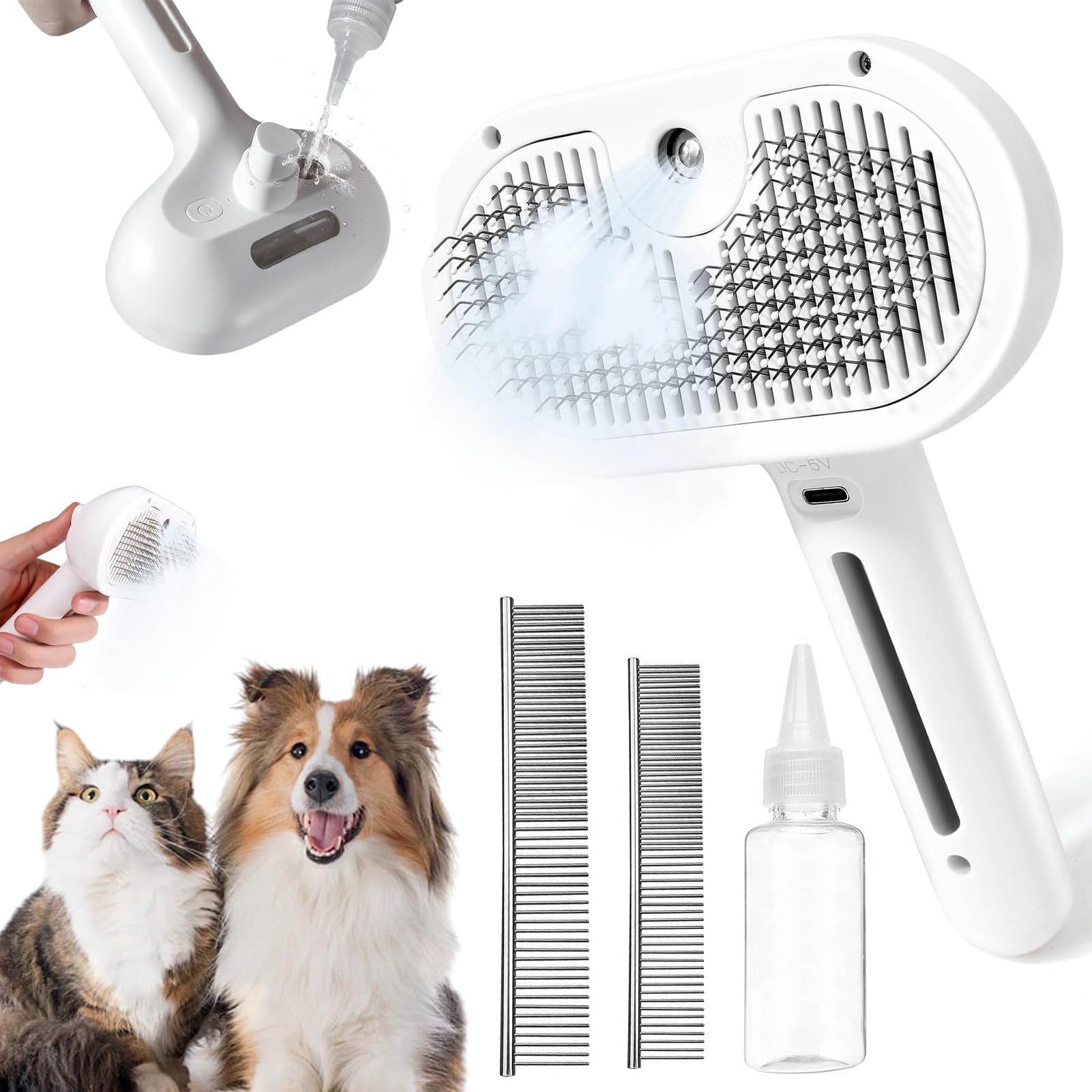 Self Cleaning Grooming Brush for Dogs Shedding, Cat Hair Brush for Long Haired Cats