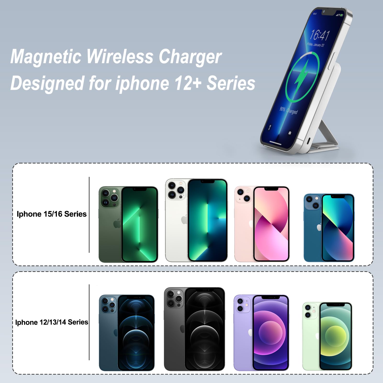 AOGUERBE Power Bank per iphone, 10000mAh per Magsafe Powerbank Magnetico Caricabatterie Portatile Wireless PD 22.5W Ricarica Rapida Batteria Esterna per iPhone 17/15/14/13/12/Mini/Pro/Pro Max