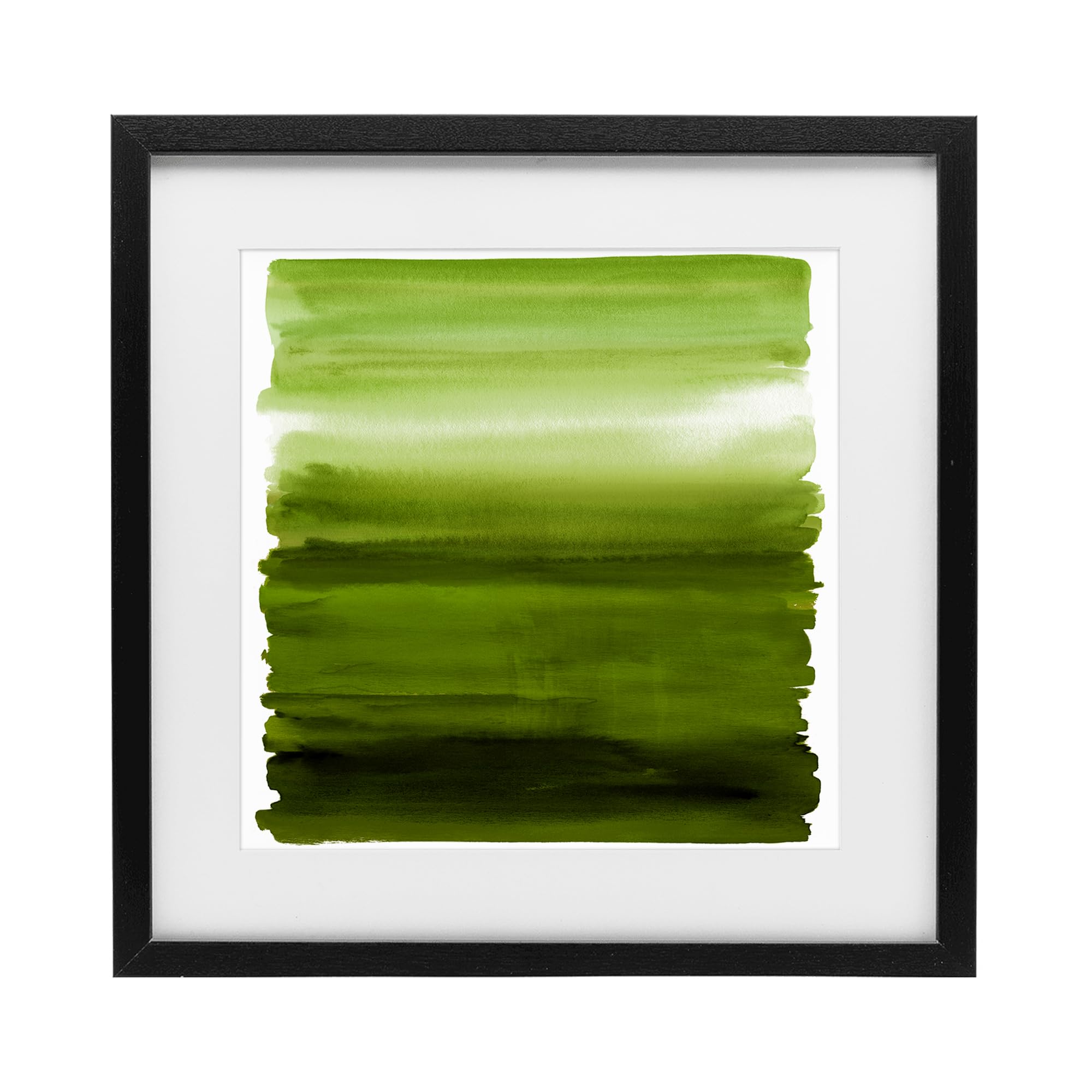 Stupell Industries 'Earthy Green Ombre', Framed Print Under Glass, Black, 16 x 16 Inches, Easy to Hang and Sturdy, Made in USA, by Allie Corbin