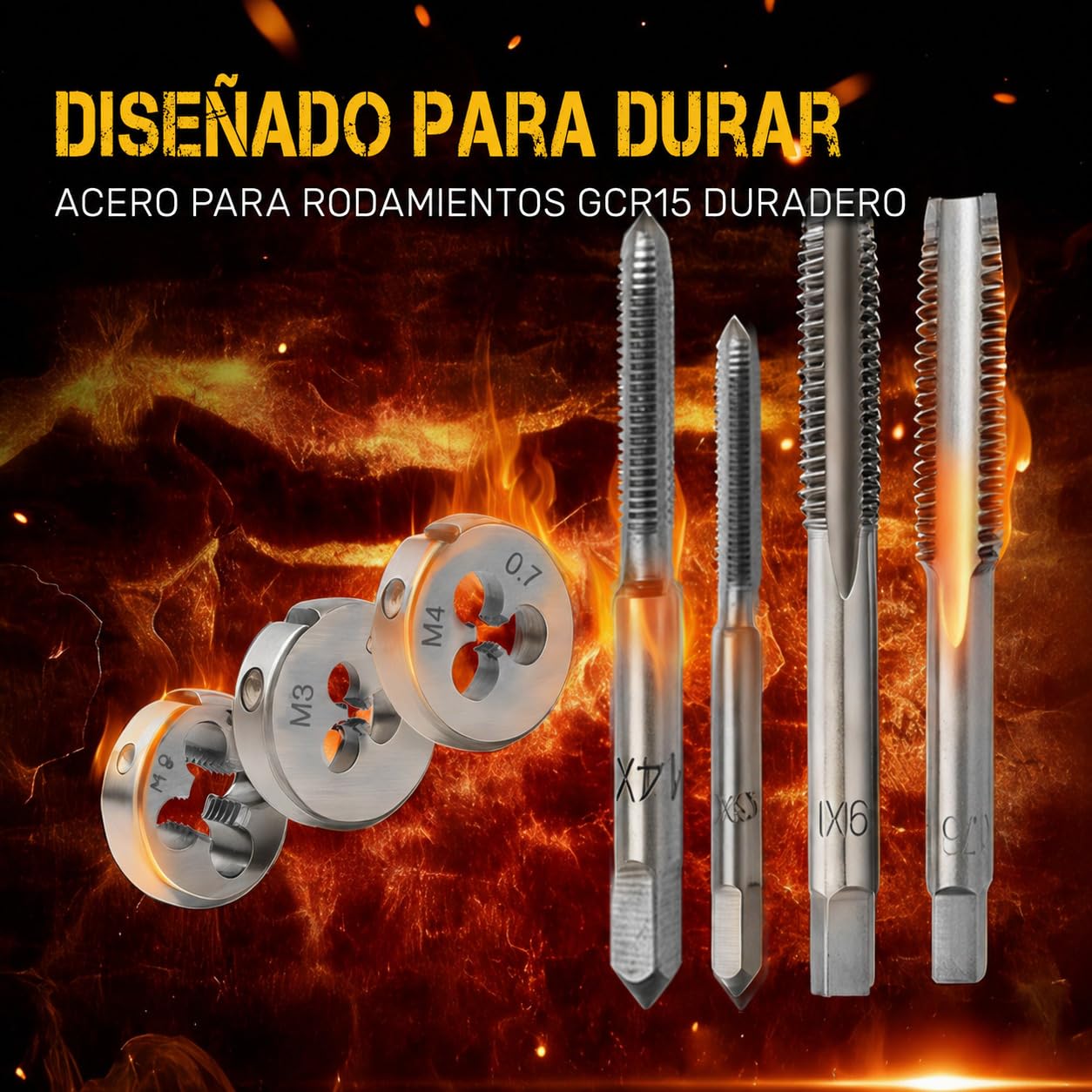 Hi-Spec Juego de Terrajas y Machos de 20 Piezas. Troqueles Métricos, Grifos y Manijas de LLave. Juego de Herramientas Manuales para Cortar, Roscar, y Moldear Tuercas, Pernos, Tornillos, Bujias, y Mas.
