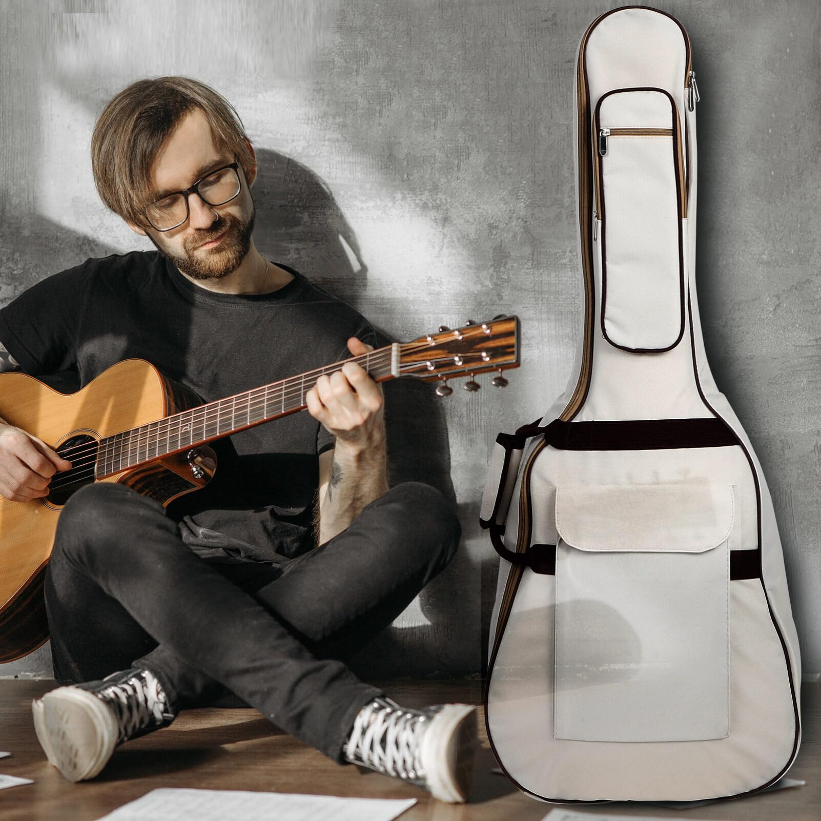 ERINGOGO Gitarren-Aufbewahrungstasche Akustikgitarrenkoffer Für 40 41 Gitarren 0 5 Zoll Dicke Gitarrentaschen Aus Extra Schaumstoff Mit Nackenkissen Tasche Mit Großem Fassungsvermögen