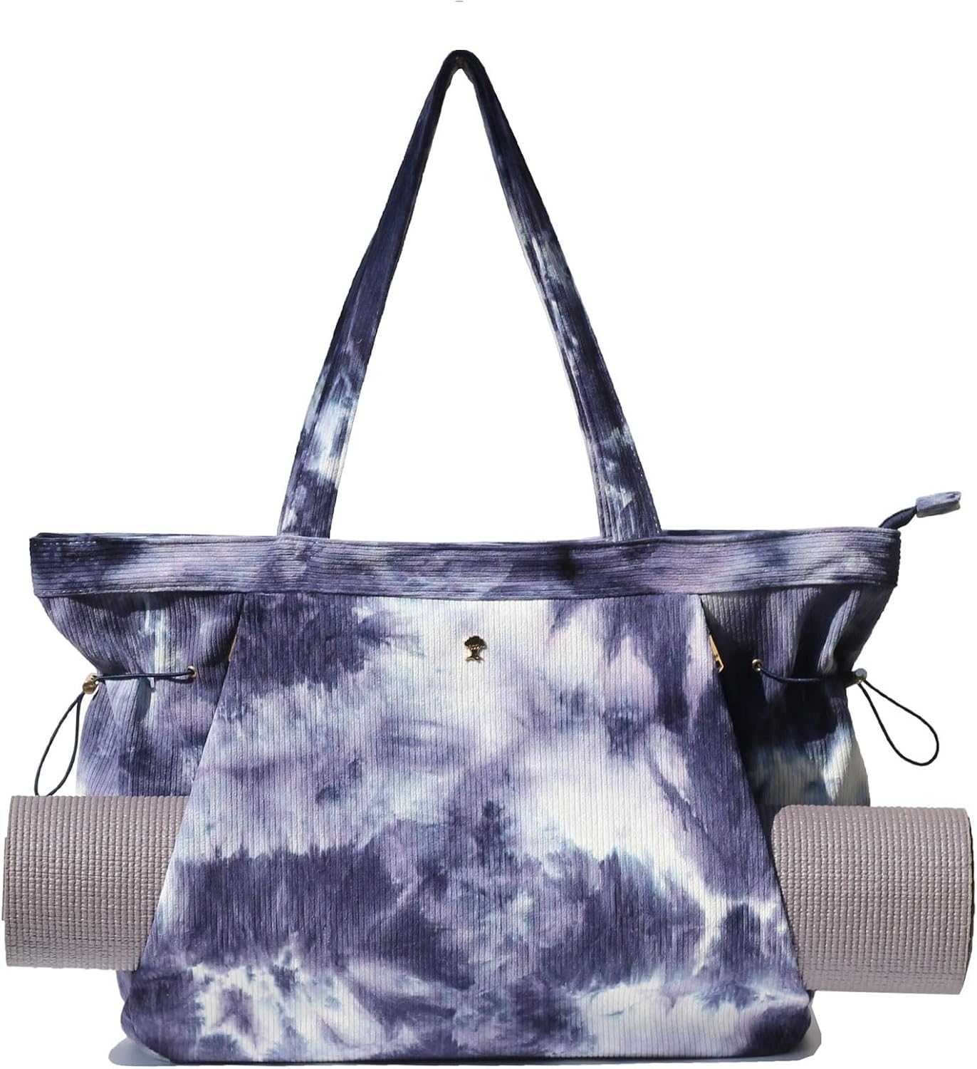 ESVAN Corduroy Yoga Tote Bag Gifts for Women Drawstring Yoga Mat Bag for Office Workout Travel Carryall Pilates Gym
