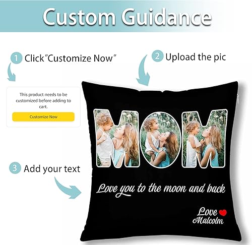 Miniatura 2 de Almohada personalizada con foto, funda de almohada decorativa personalizada para sofá, funda de almohada personalizada para foto y texto, para el
