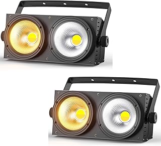 200W Blinder Stage Lights, 2-in-1 Warm & Cool White COB Spotlights, LED Par Lights with Auto/Sound/DMX/Master-Slave Audience Light for Events Wedding Theater Church Concert Party 2 Packs