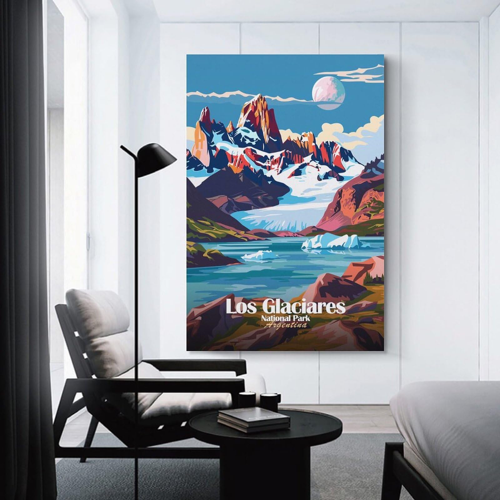 Junmoney Wall Art Print Los Glaciares National Park Argentina, 16x24inch(40x60cm), for Living Room, Bedroom Or Apartment Walls, Modern Wall Decor for Cosy Interiors