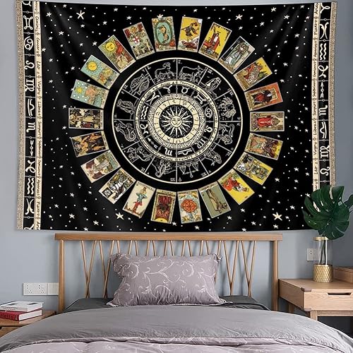 Miniatura 4 de ARTCREATOR Tapiz de cartas del tarot de estrellas, tapiz espiritual, tapiz de astrología del zodiaco, tapiz de constelación de bruja, tapiz estético