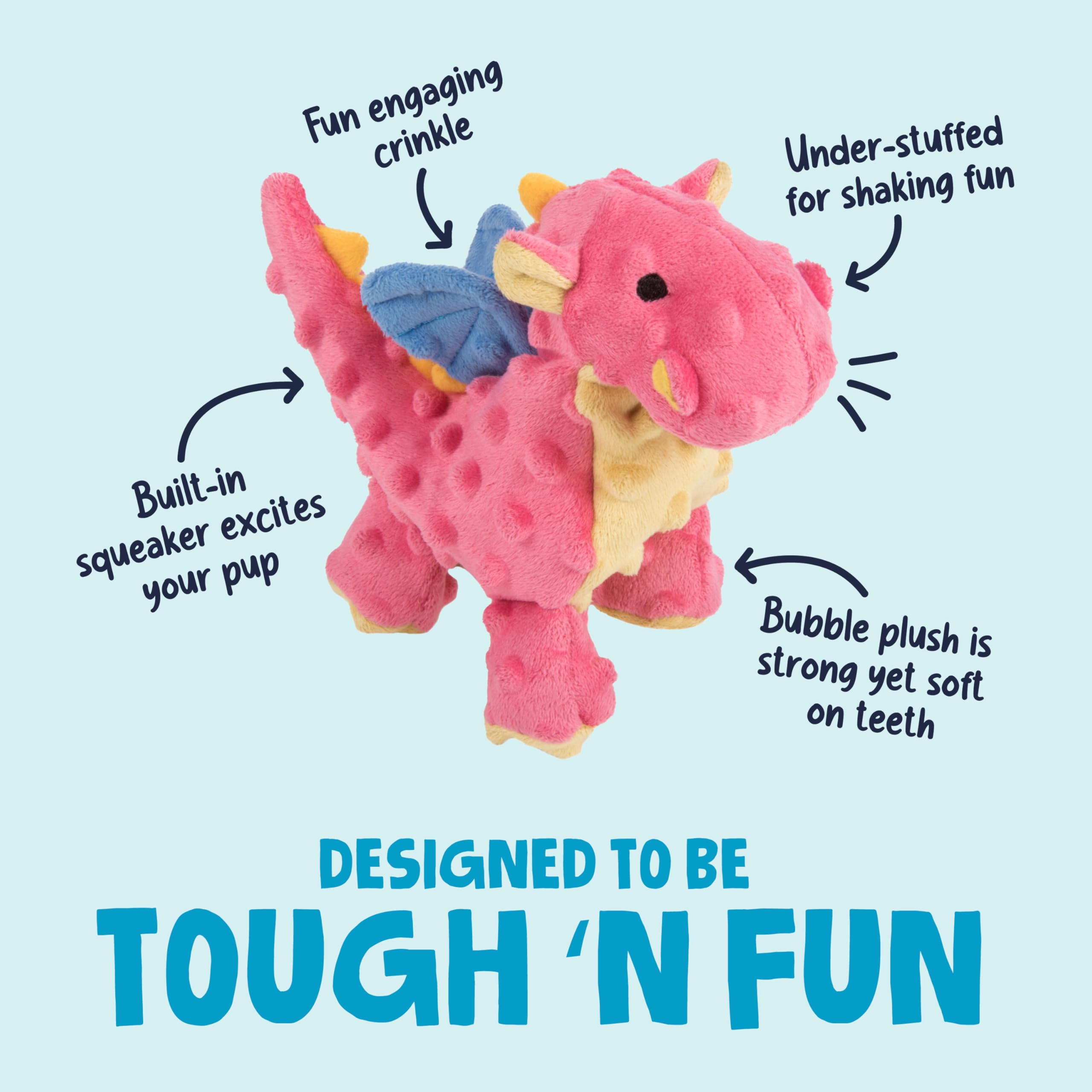 Moonmoon goDog Dragon z technologią Chew Guard Tough Plush Dog Toy Coral, S