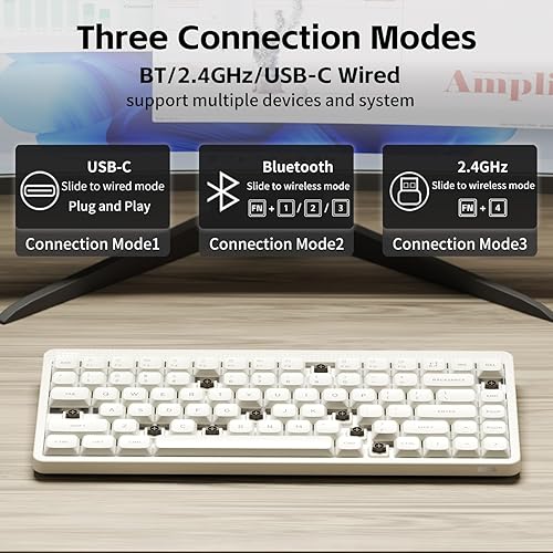 Miniatura 3 de nuphy Node75 Teclado Mecánico Inalámbrico, Teclado Personalizado de 75% Intercambiable en Caliente de Bajo Perfil, Teclados de 84 Teclas para
