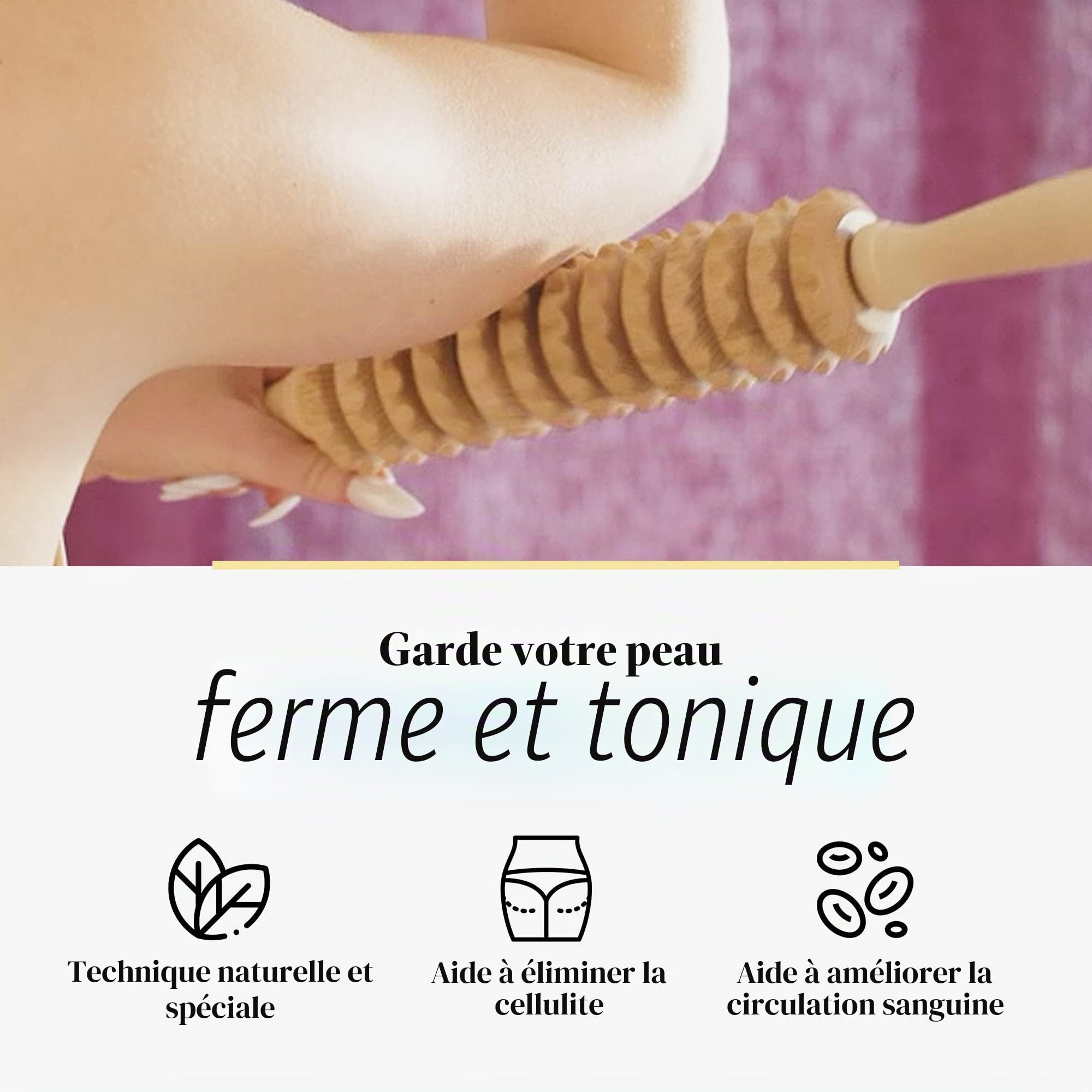 Tuuli Accessories Anti Cellulite Masseur Rouleau de Massage Appareil Maderothérapie Bois 40 cm