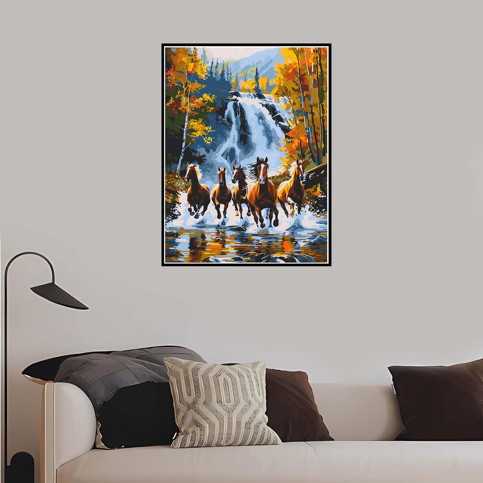 Malowanie po numerach, dla dorosłych na jesień, z ramką, 91 x 112 cm, koń po numerach, zestawy dla dzieci, początkujących, z pędzlami akrylowymi, rysunek pigmentu, zrób to sam obraz olejny według